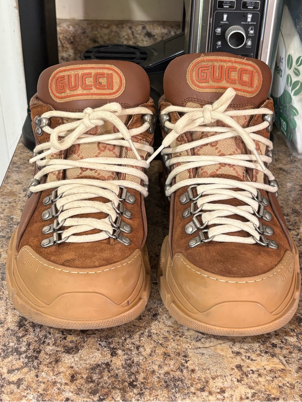 GUCCI “BRICK RED” FLASHTREK SNEAKERS SIZE 7.5 MENS MADE IN ITALY 100% AUTHENTIC - Picture 5 of 16